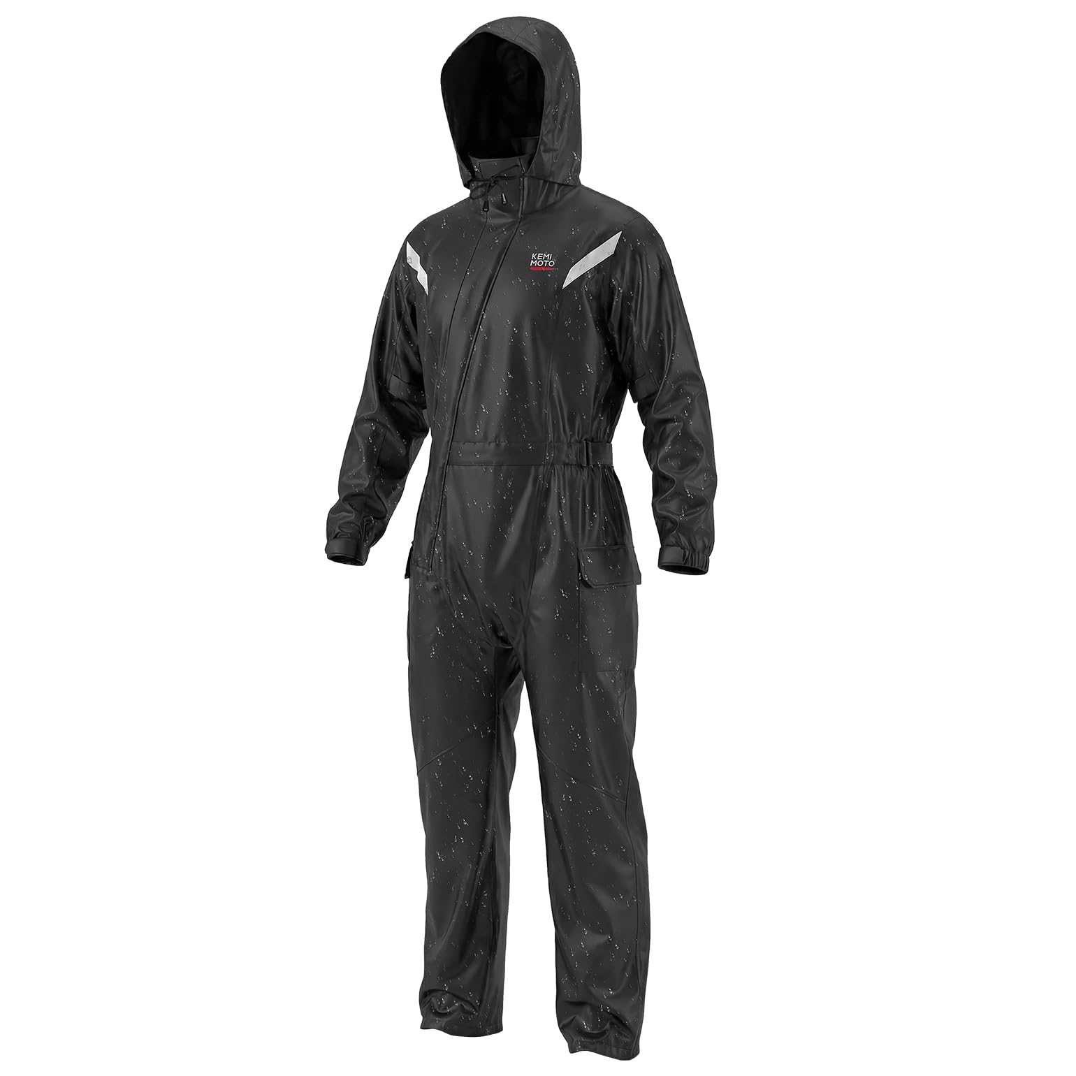 KEMIMOTO Motorrad Regenanzug für Herren, Wasserdicht Regenkombi, Atmungsaktiv Regenmantel, Reflektierende Elemente Regenbekleidung, Regenjacke für Camping, Wandern, Reisen, Radfahren