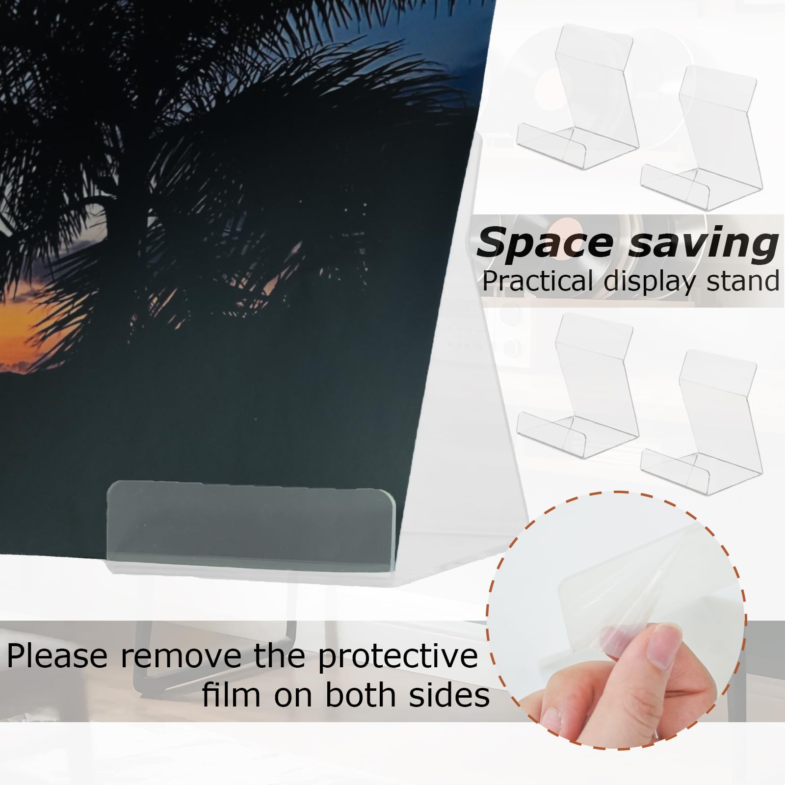 Lot d 4 Support Vinyle Rangement Disques Vinyles Porte en Acrylique Étagère pour Range Vinyle