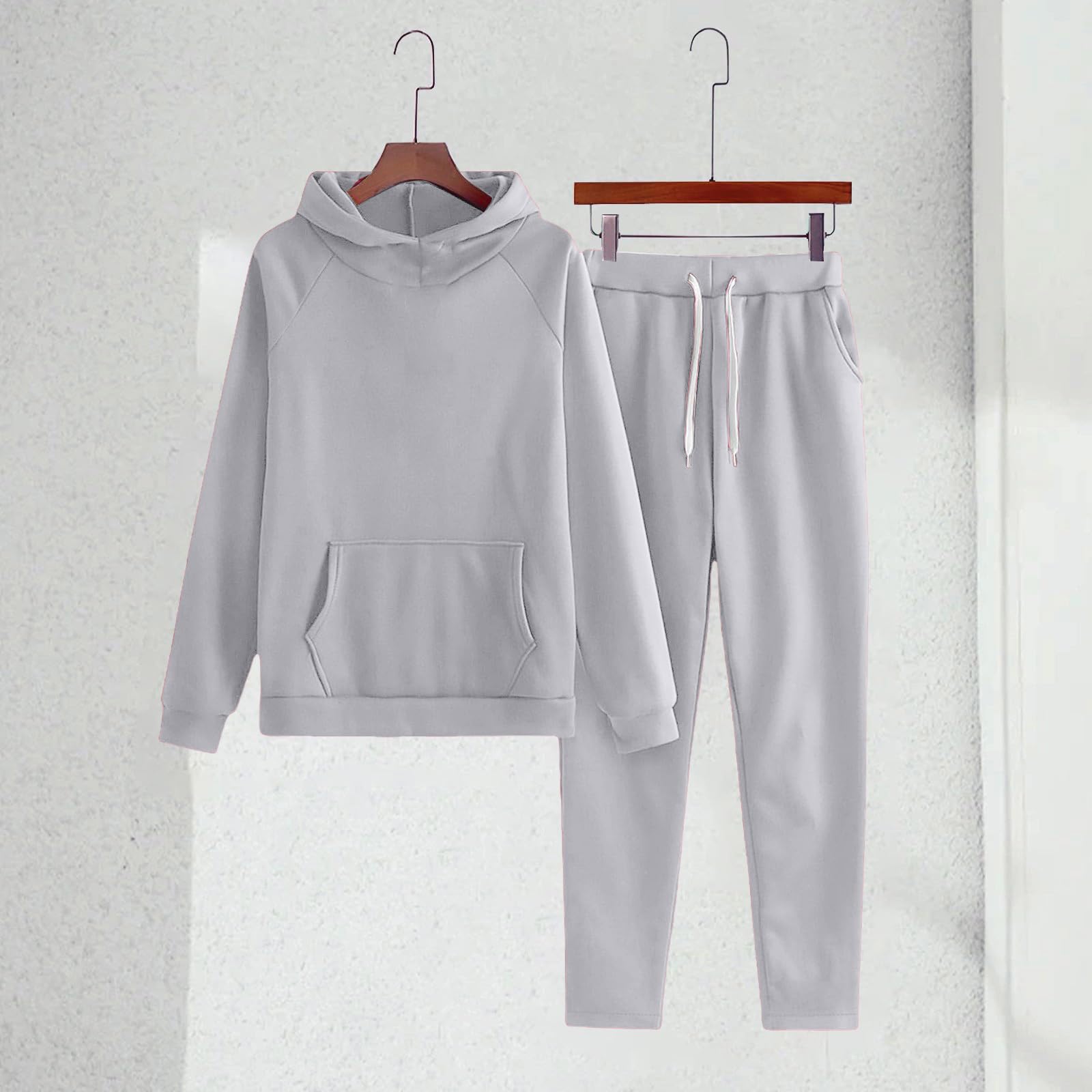 Ensemble de sweats à capuche en coton doux et uni pour filles - Ensemble de jogging chaud et mignon avec poches