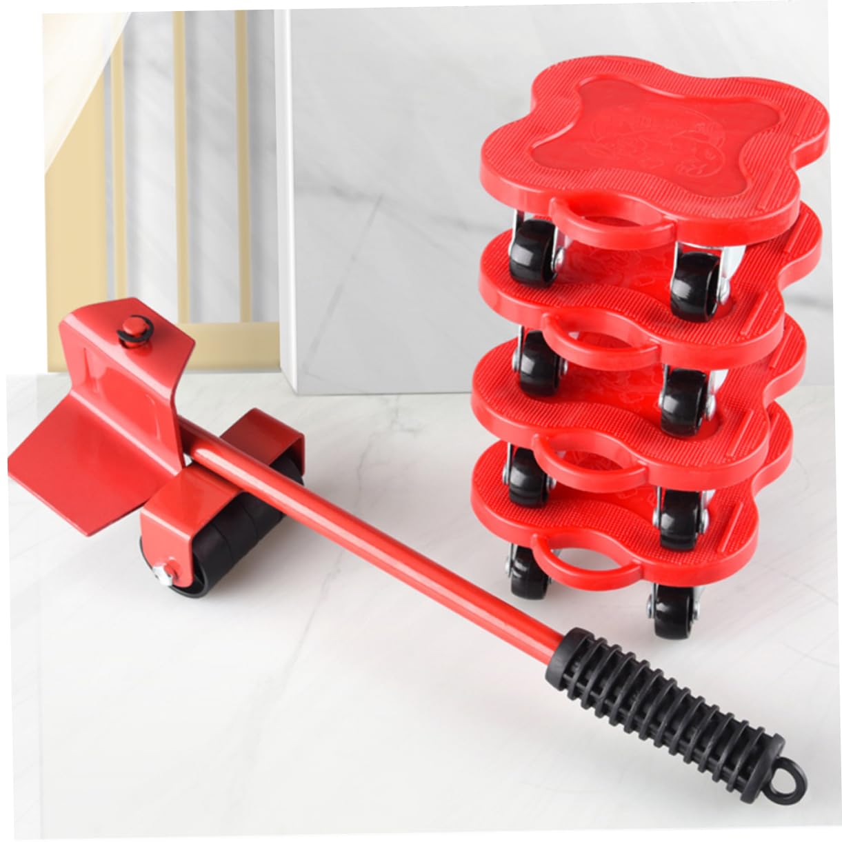 Uonlytech Kit Per Trasloco Mobili Set Di Rulli Per Traslochi Puleggia Multifunzionale Trasloco Letti Attrezzo Di Sollevamento Rosso