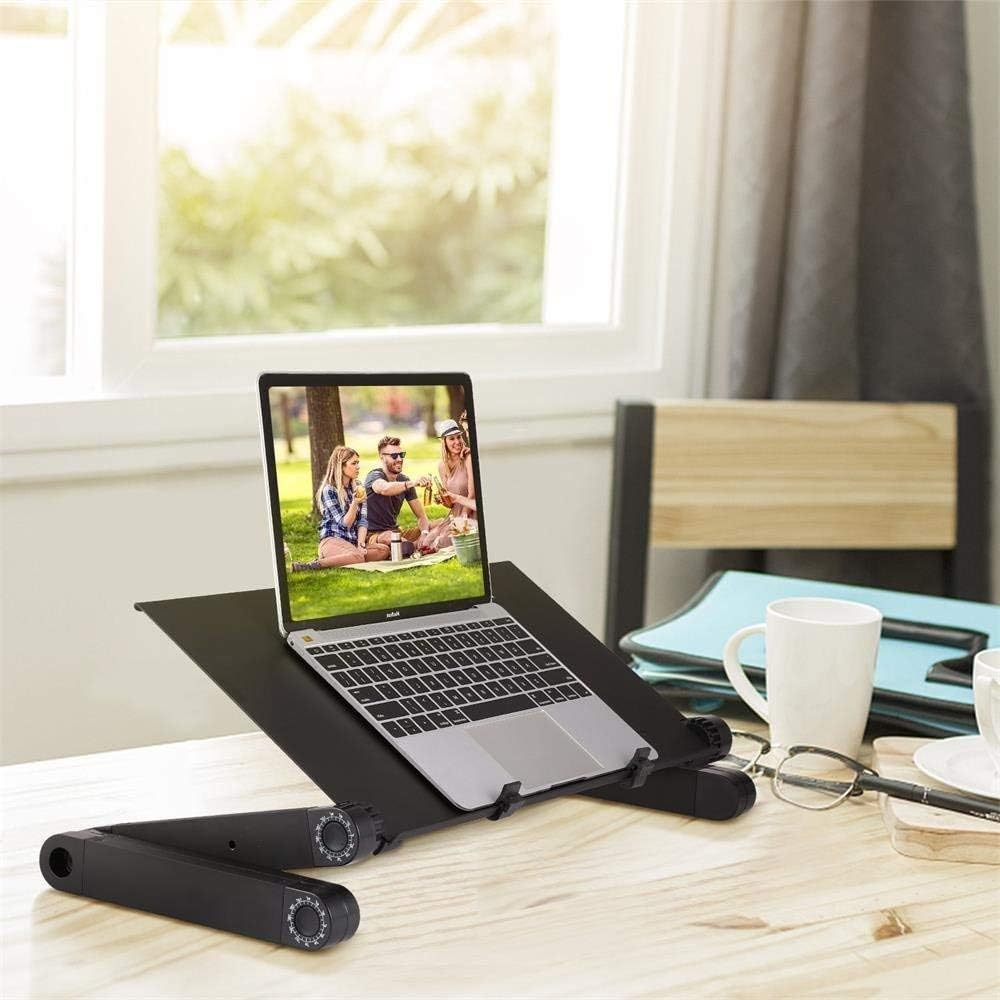 LXU Table,Computer Workstations Standing Desk Cooling Laptop Desk/Bed Computer Desk/Ipad Desk/Lazy Aluminum Folding Table