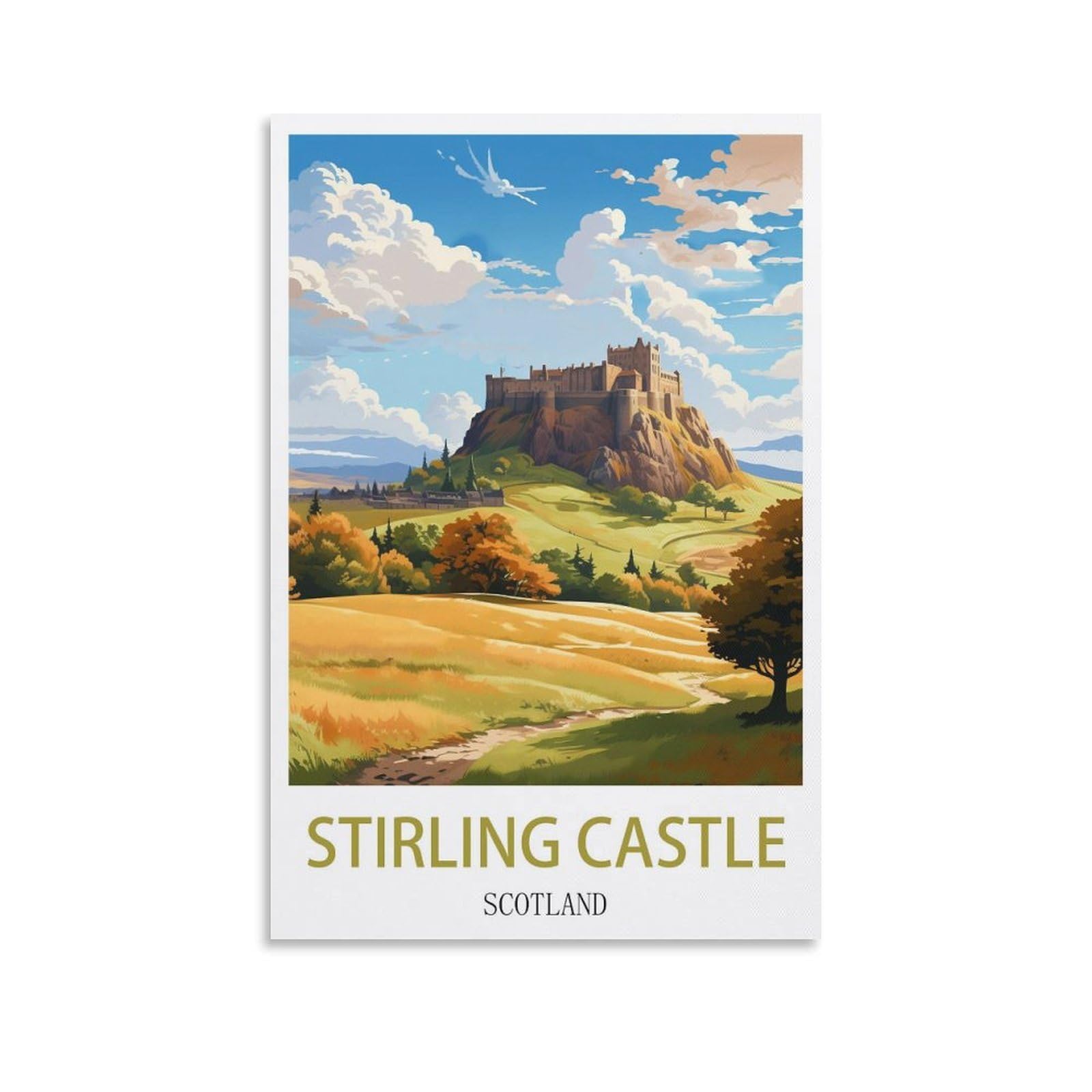 Stirling Castle Scotland Vintage Travel Posters Tree 08x12inch(20x30cm) Print Home Bedroom Office Living Room Decor Canvas
