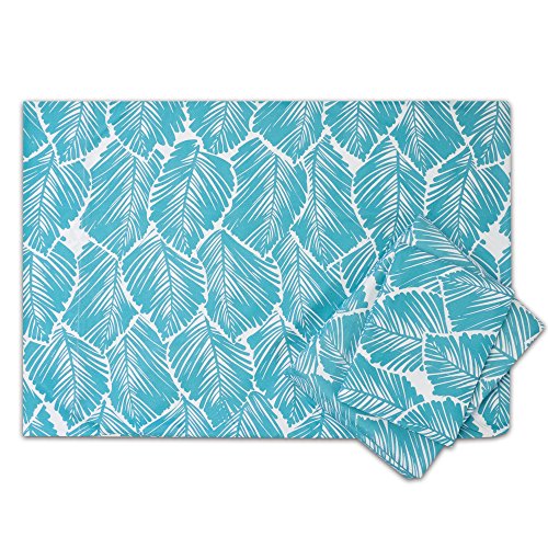 Image of 1500 Supreme Collection Extra Soft Tropical Leaf Teal Pattern Sheet Set, Full - Luxury Bed Sheets Set with Deep Pocket Wrinkle Free Bedding, Trending Printed Pattern, Full Size