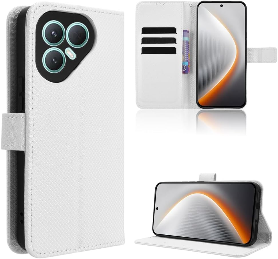 Compatible with Tecno Pova 7 Pro 5G Leather Case,PU Leather flip Cover Compatible with Tecno Pova 7 Pro 5G LJ8 Case Cover White