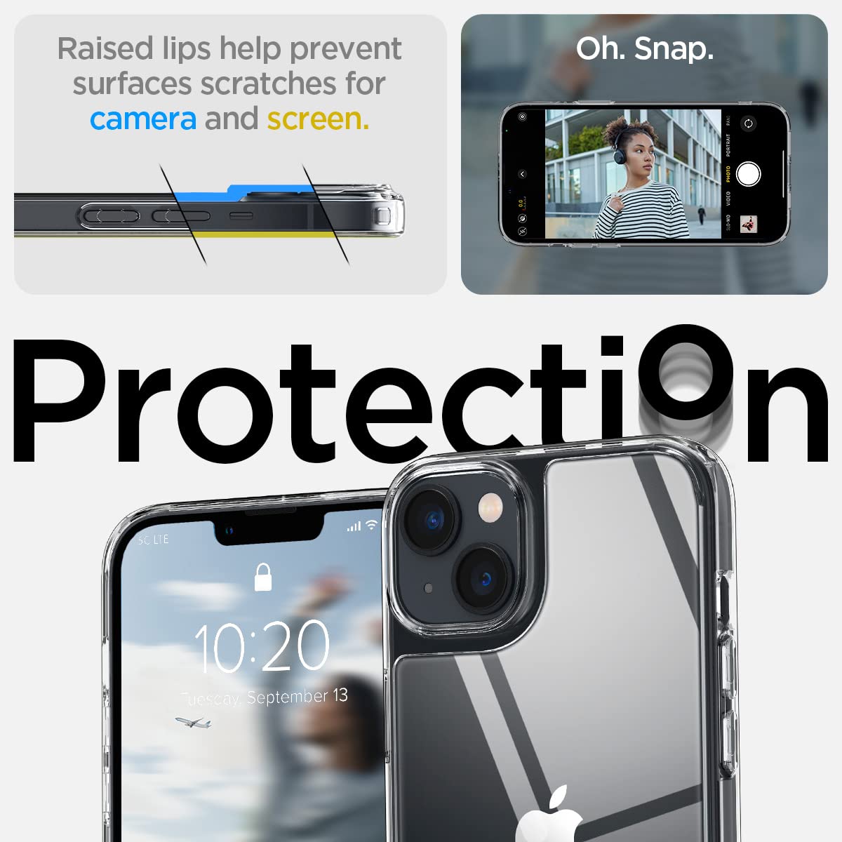 Amazon | Spigen iPhone14Plus ケース クリア 9H 背面 強化ガラス