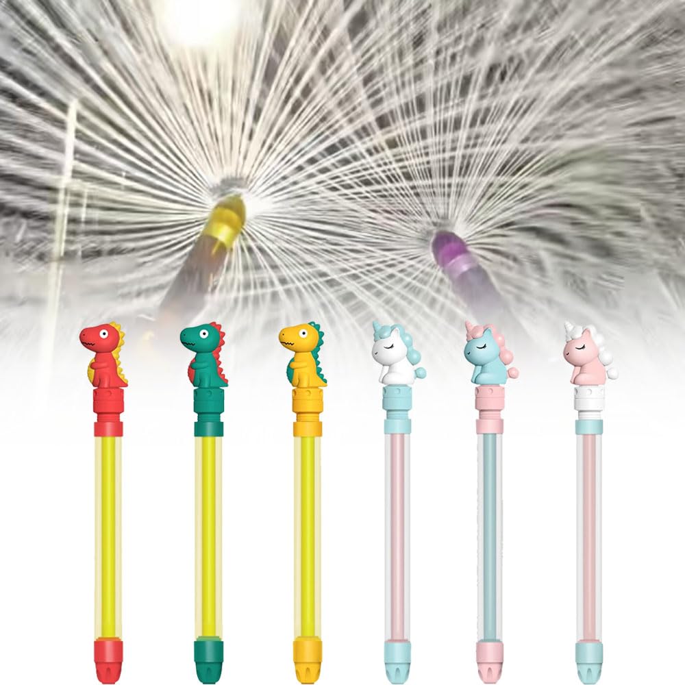 PASLFC Feuerwerk Wasserpistole 6 Set, Feuerwerk Wasserkanone, Wasserspritze, Romantisches Wasserspritze Im Feuerwerksstil, Firework Wasserspritzes,Pool für Outdoor Pool Beach (6, A)
