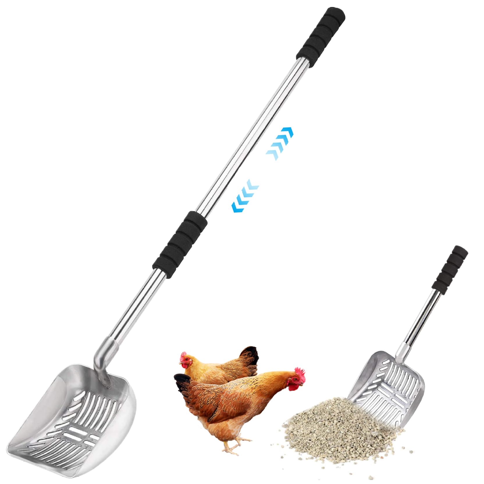 Limpiador de caca para pollos y perros con mango desmontable antideslizante