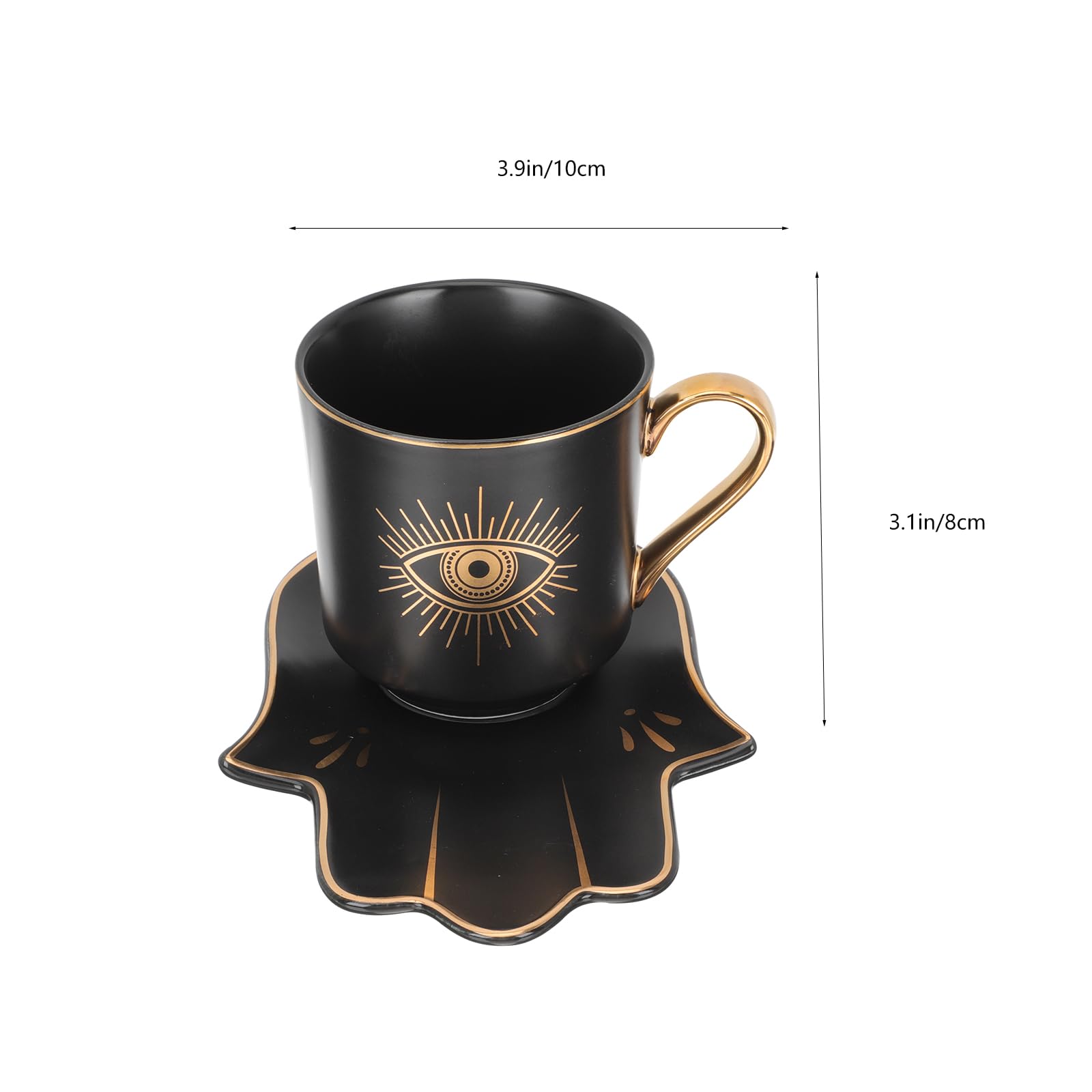 Operitacx Evil Eye Coffee Mug Espresso Cups, Turkish Evil Eye Cappuccino Cup Tea Cups Water Milk Drinking Cup, Coffee Mugs with Hand Saucer for Home Office Cafe Restaurant Tea Set