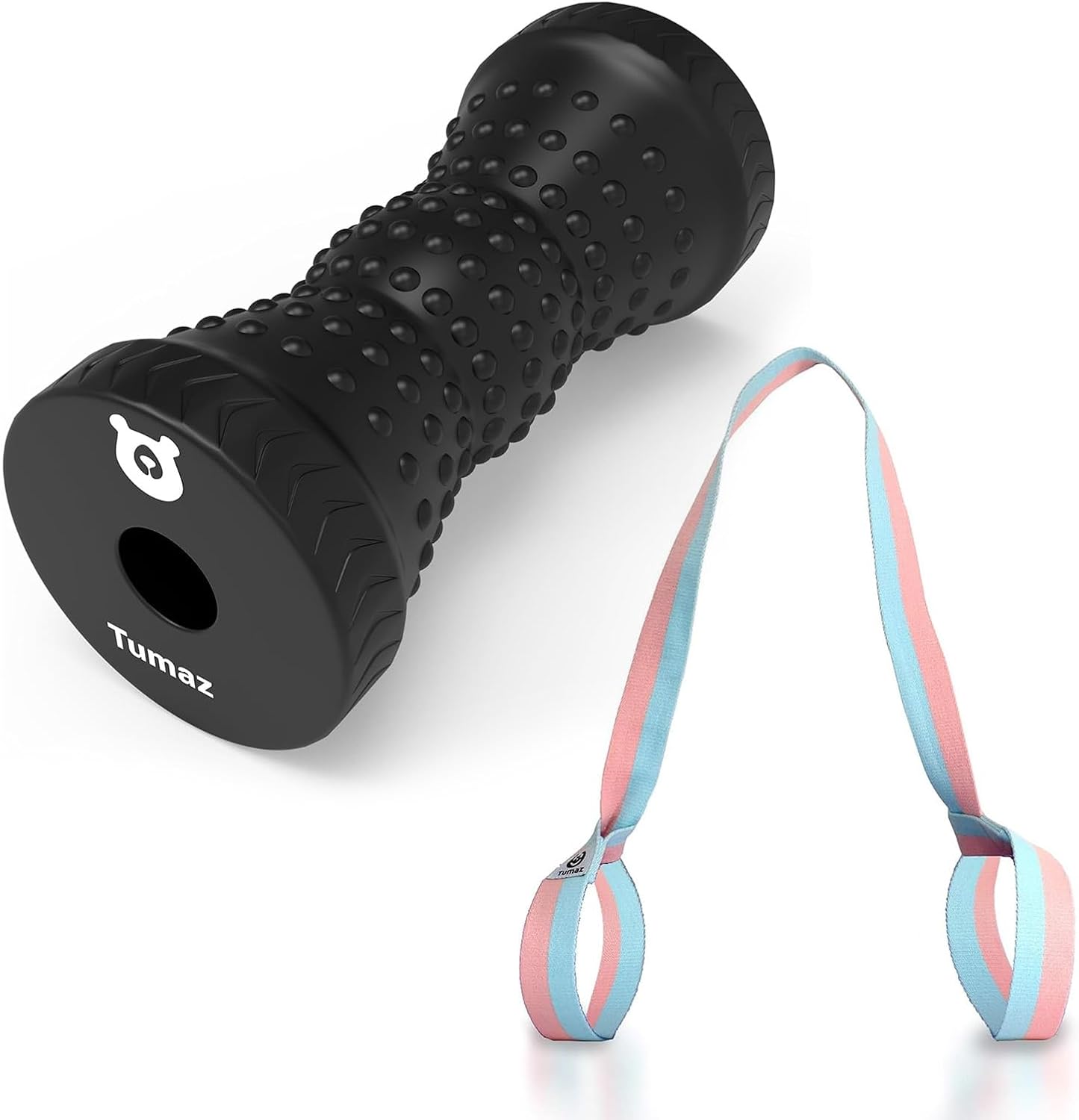 Tumaz Foot Roller & Candy Yoga Strap Bundle - Plantar Relief + Portable Fitness Gear