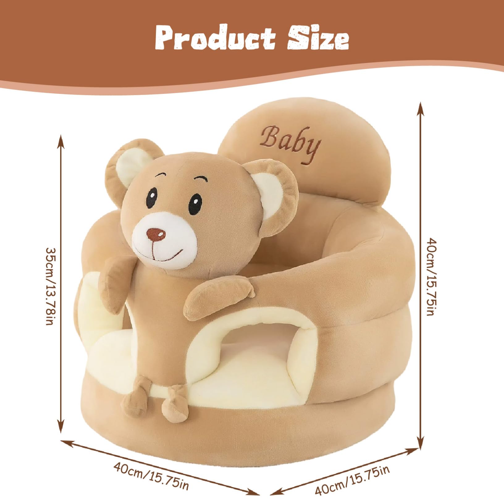 Babystuhl sitze mich auf, plüschbär geformtes Baby Sit Up Stuhl, tragbare Babyssitze für Säuglinge für 3-24 Monate Mädchen und Jungen
