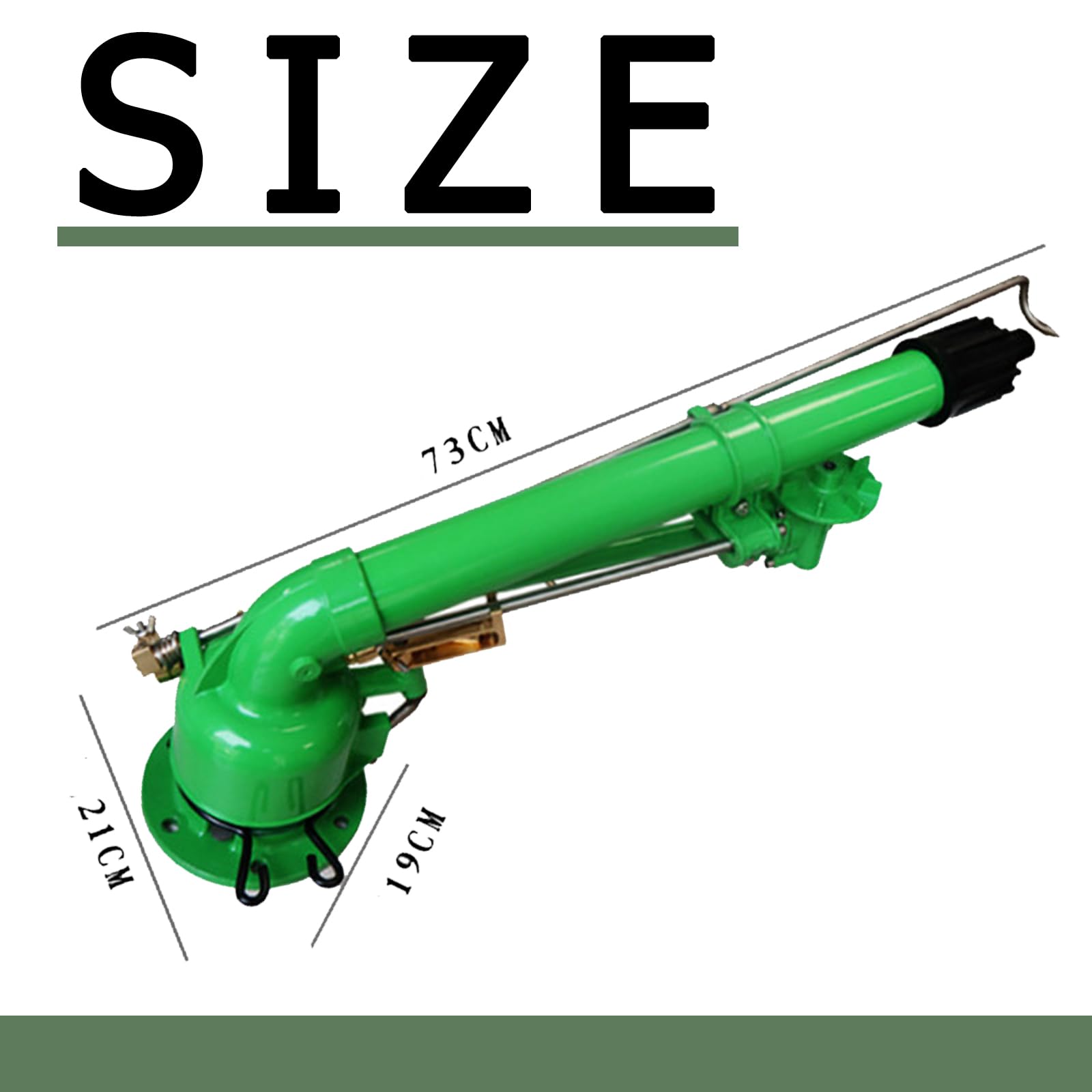 Regulowany zraszacz udarowy, 5 cm pistolet natryskowy do nawadniania w gospodarstwie, odległość strumienia 22-43 m, zawiera 4 dysze do ogrodów o dużej powierzchni, trawnika i nawadniania przemysłowego