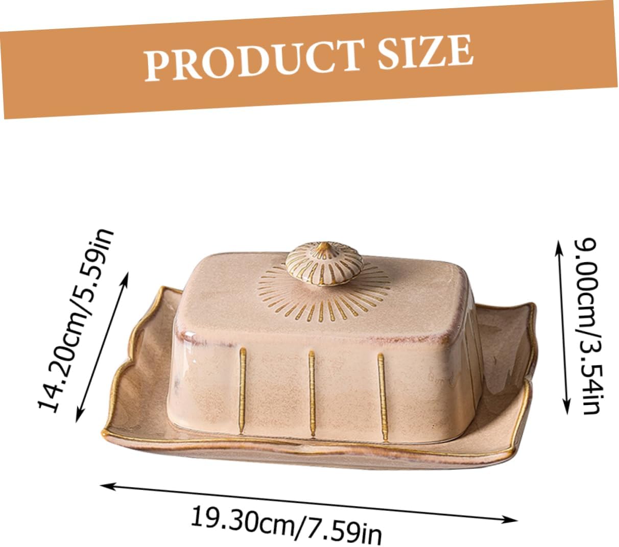 Ceramic Butter Holder Plate with Cover Rectangular Delicate Butter Serving Dish for Home and Kitchen Multi Use Porcelain Plate Cookies Easy to Clean