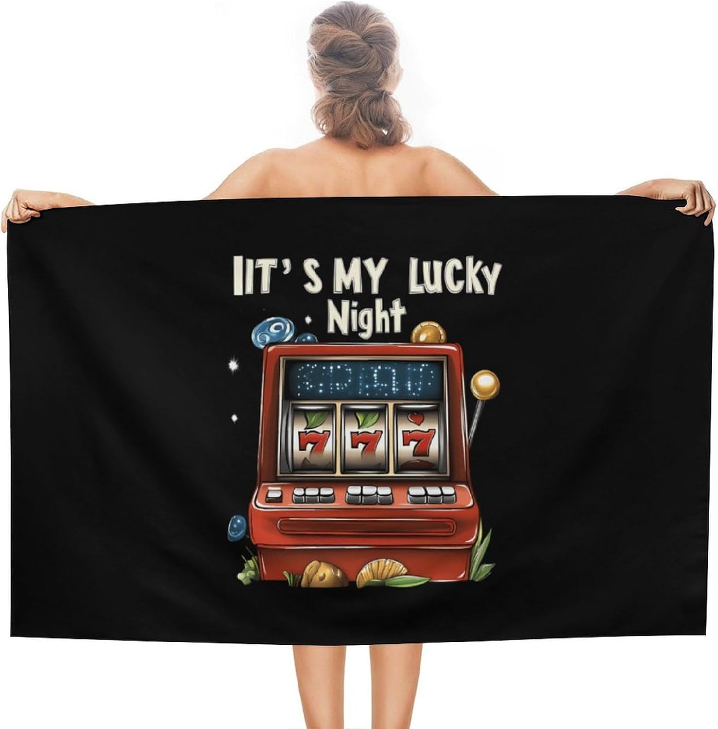 It's My Lucky Night Casino Oversized Beach Towel Soft Absorbent Pool Bath Swim Towels for Adults Travel Vacation Gifts 130x80cm