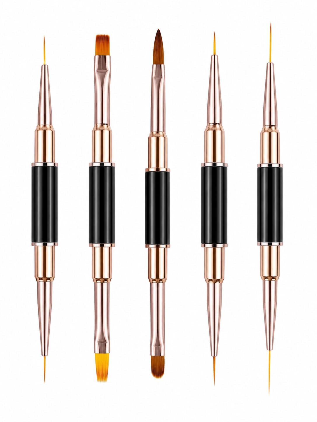Dual-Ended Nail Art Brush Set, Fine Liner and Acrylic Gel, for Nail Extension, Painting and DIY Design, 5 Pieces-image-41