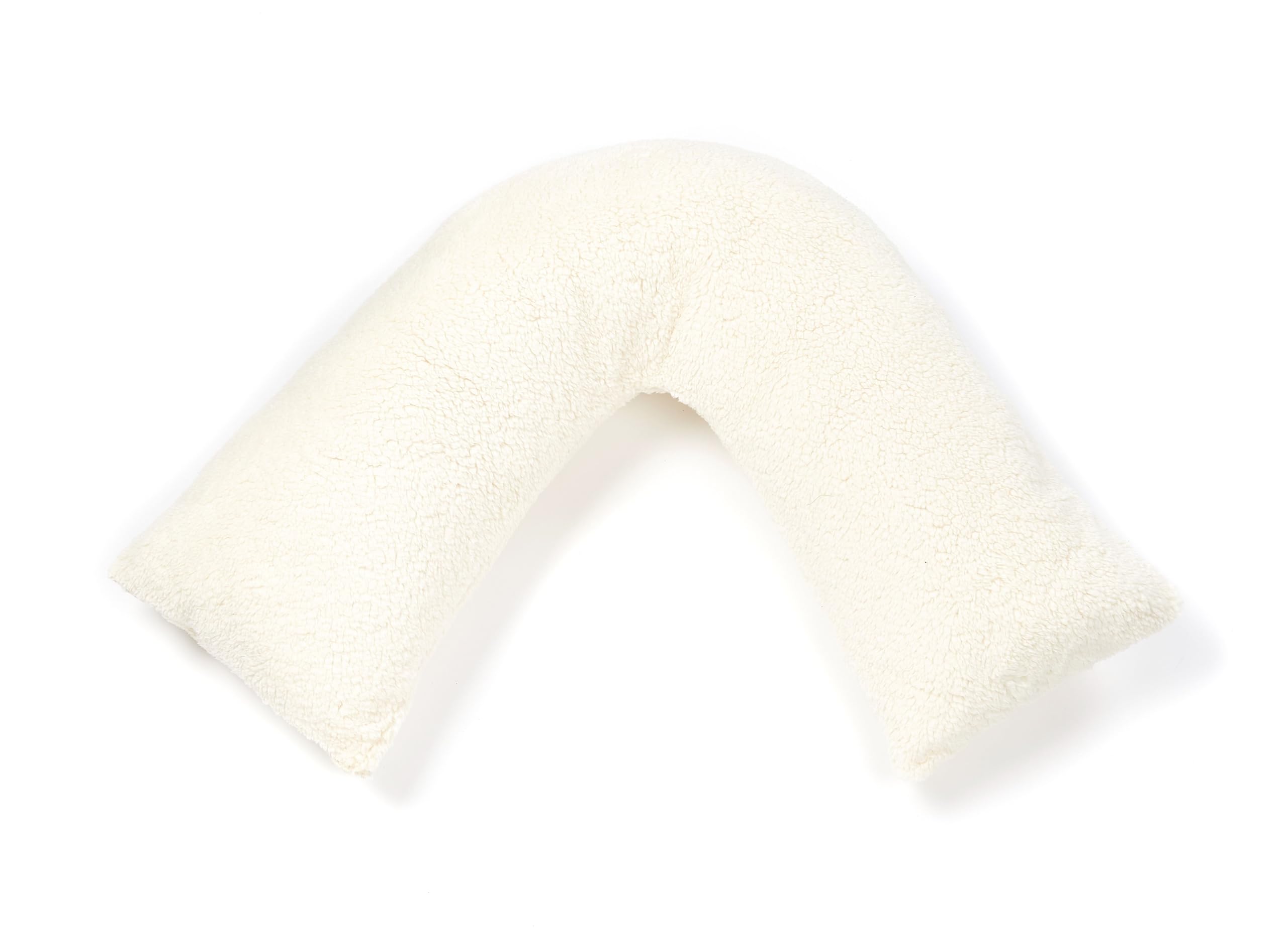 Downland Cream Huggleland V Shaped Pillow – Orthopaedic Support For Neck, Back & Shoulders, Soft Teddy Fleece V Shape Triangle Cushion, Hollowfibre Filled Maternity, Pregnancy V Pillow 80X80cm (Cream)