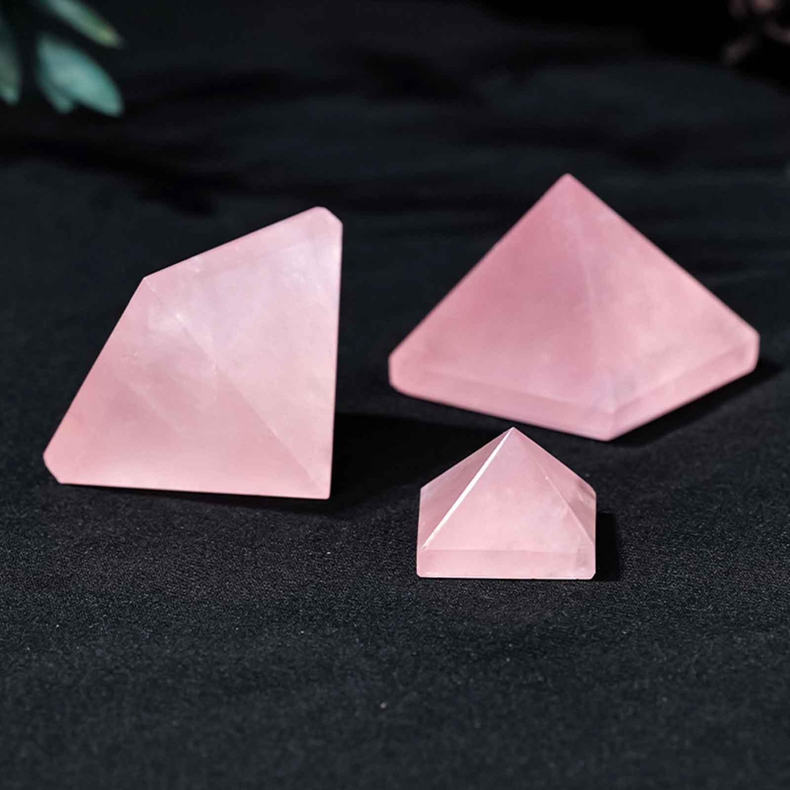 Pirámide de Piedras Preciosas curativas de Cristales de Cuarzo Rosa, Gran Figura piramidal de Piedra Natural para meditación, Reiki, Equilibrio de Chakras,6cm