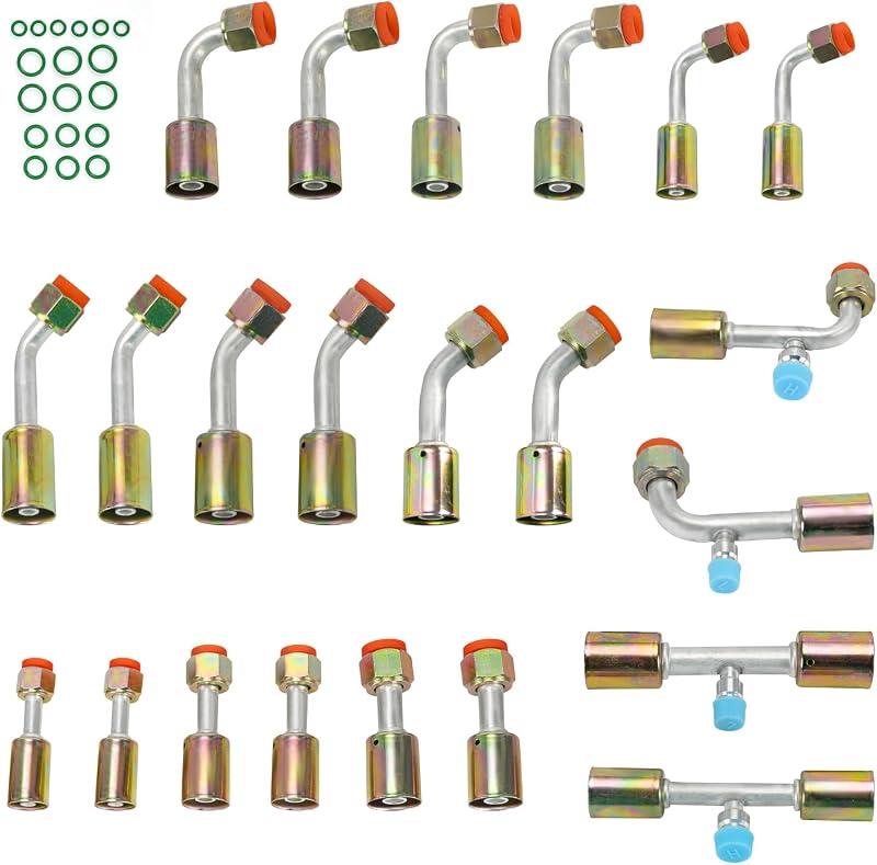 Kit de conexões para mangueira de ar-condicionado FQRANBO #6 #8 #10 com curvas 180°, 90° e 45° – 40 peças