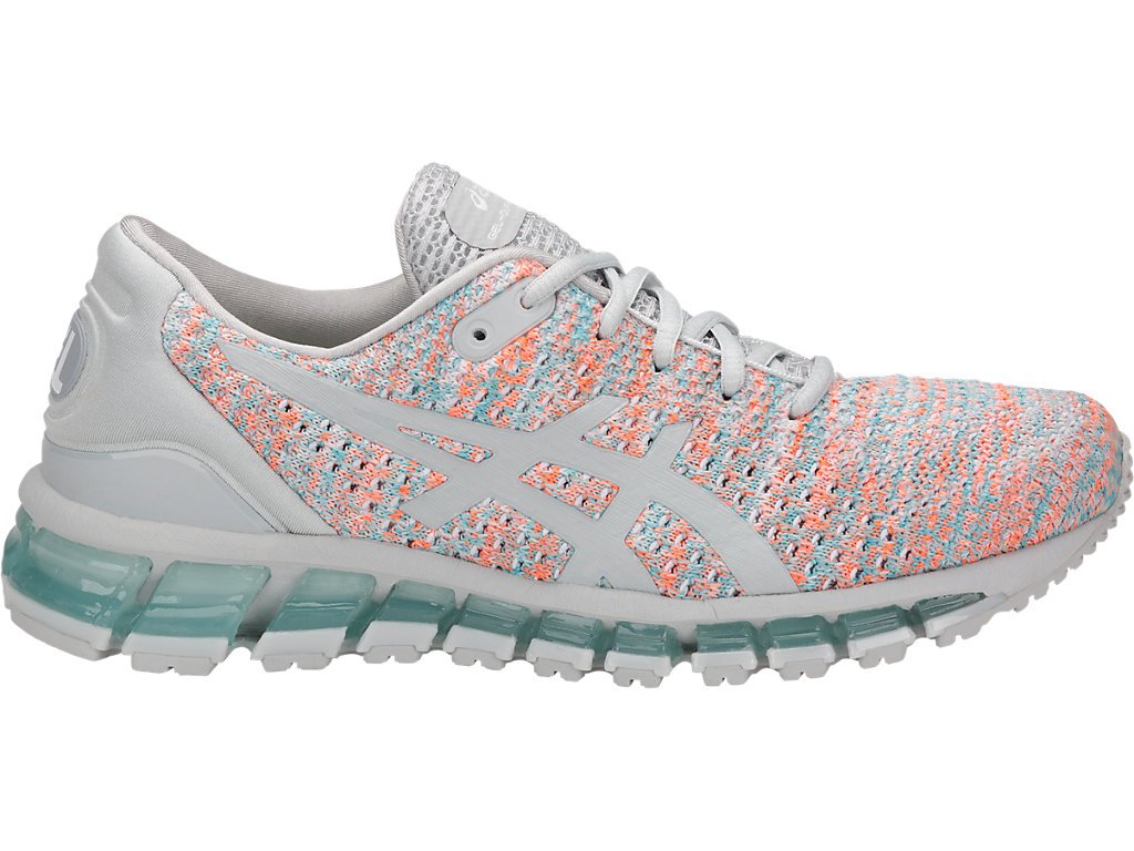 ASICSWomen's GEL-Quantum 360 Knit Running Shoes, 9.5, GLACIER GREY/ORANGE POP/ARUBA