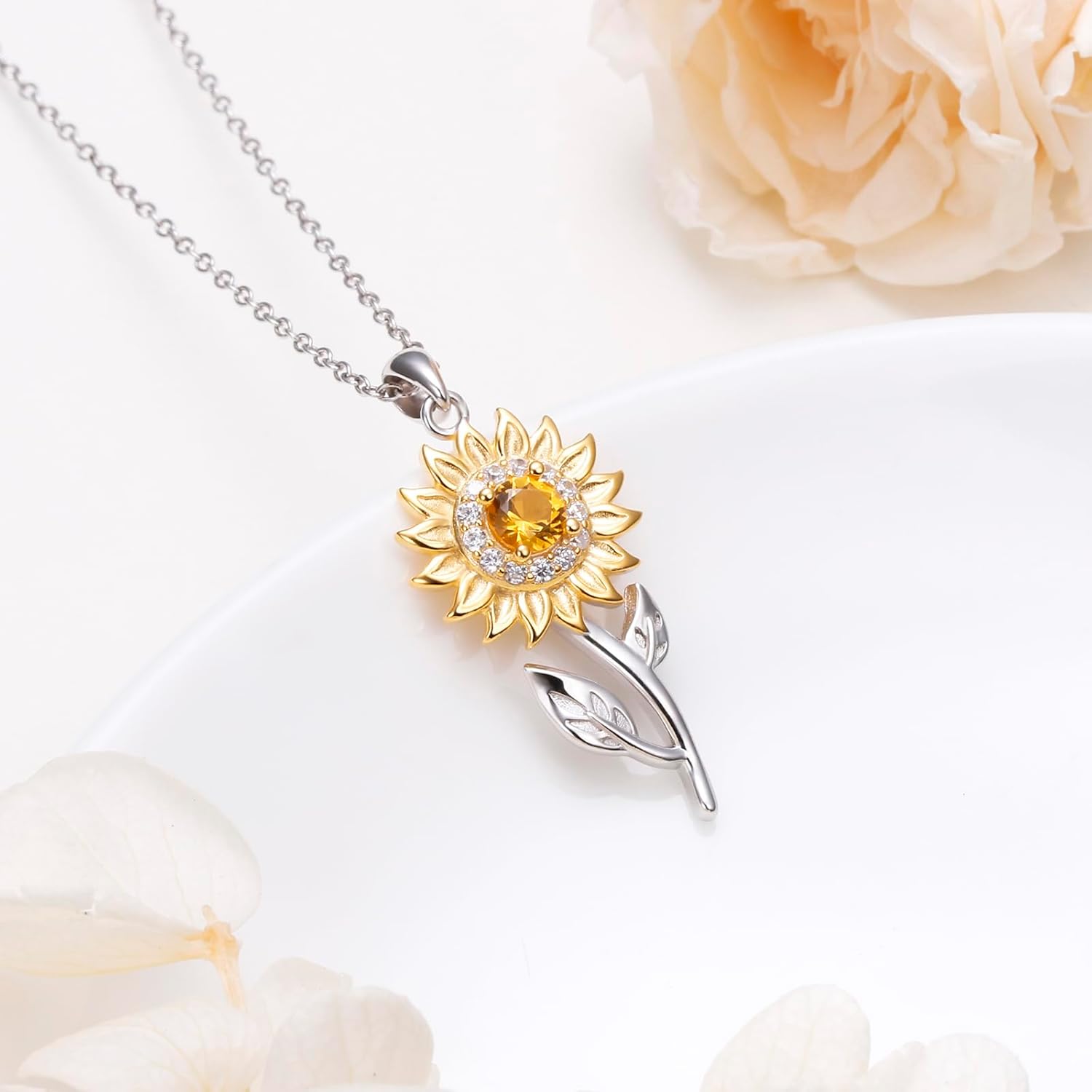 S925 Sterling Silver Floral Jewellery Flower Pendant Necklace for Women Birthday Gift - Image 2