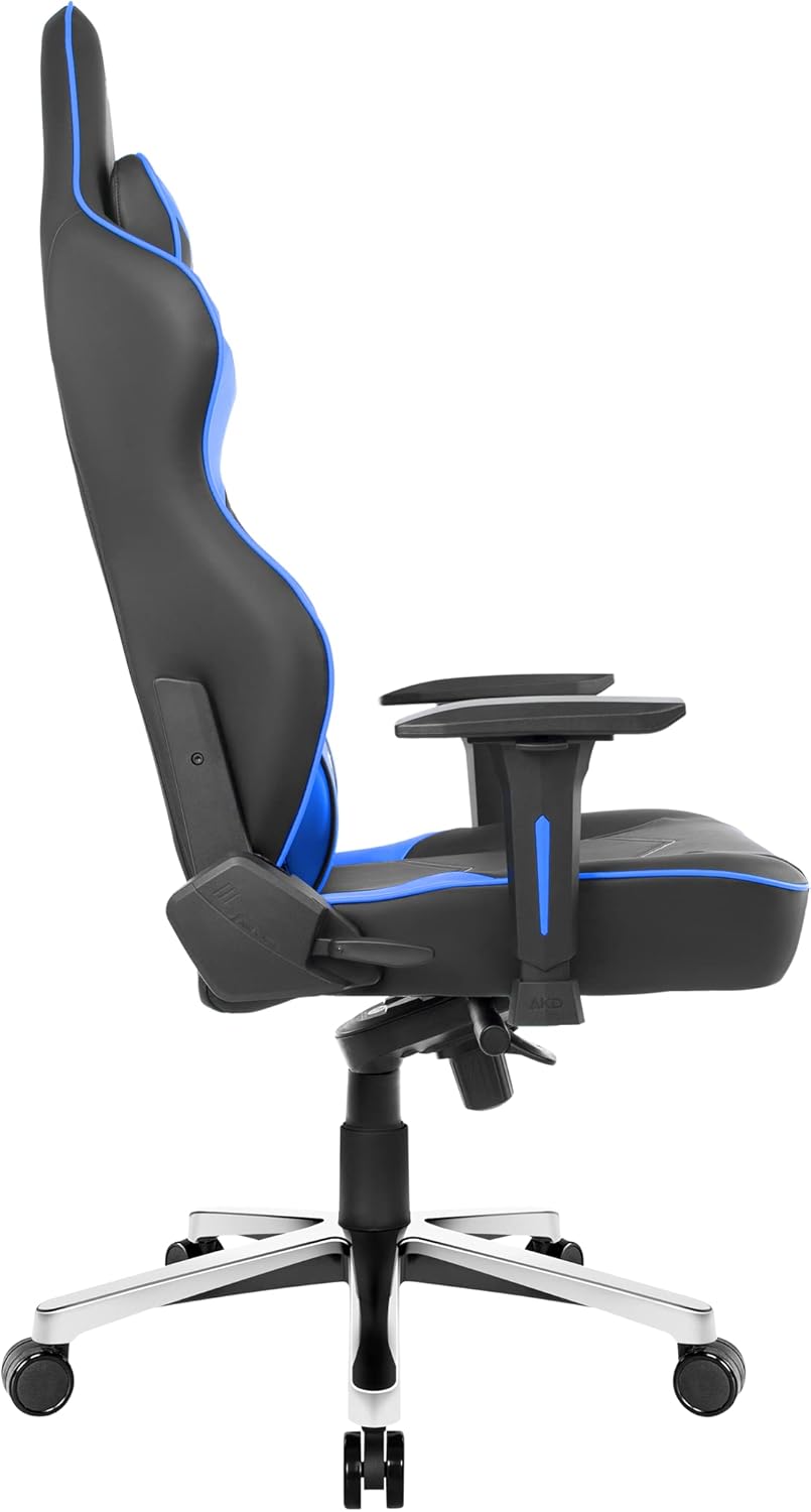 AKRacing Masters Series Max Gaming Chair with Wide Flat Seat, 400 Lbs Weight Limit, Rocker and Seat Height Adjustment Mechanisms - Blue