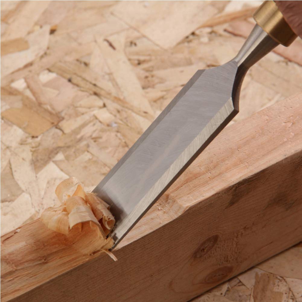 Outils de Sculpture sur Bois, Jeu de Ciseaux à Bois de qualité supérieure, avec poignées en Bois et Lames en manganèse chromé à extrémité Marteau for Le Travail du Bois