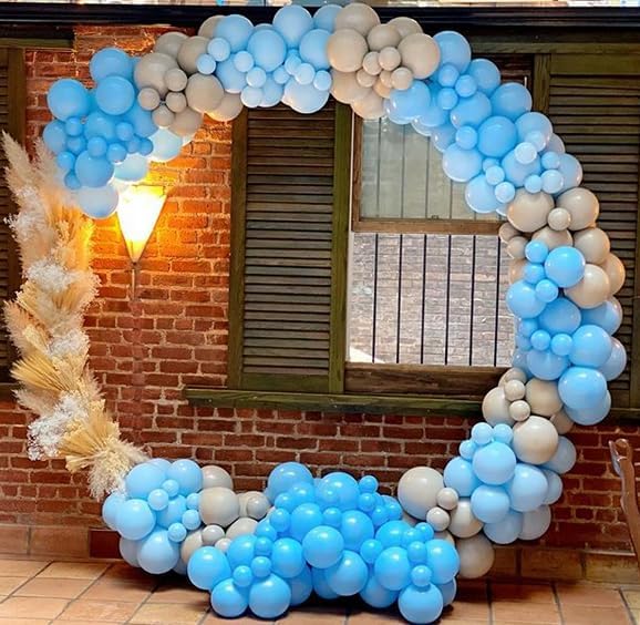 Miniatura 5 de Globos de color azul claro en diferentes tamaños, 5, 10, 12, 18 pulgadas, 134 globos azul claro para arco de guirnalda, baby shower, graduación,