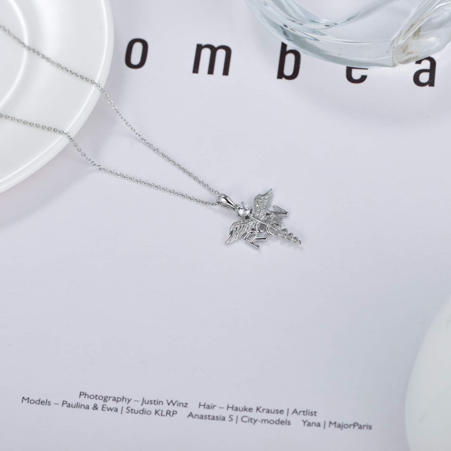 WINNICACA Nurse Gifts for Women 925 Sterling Silver Caduceus Angel Wing RN Necklaces Jewelry Gifts for Nurses Doctors Medical Students Nurses Week Appreciation Graduation Christmas Gift