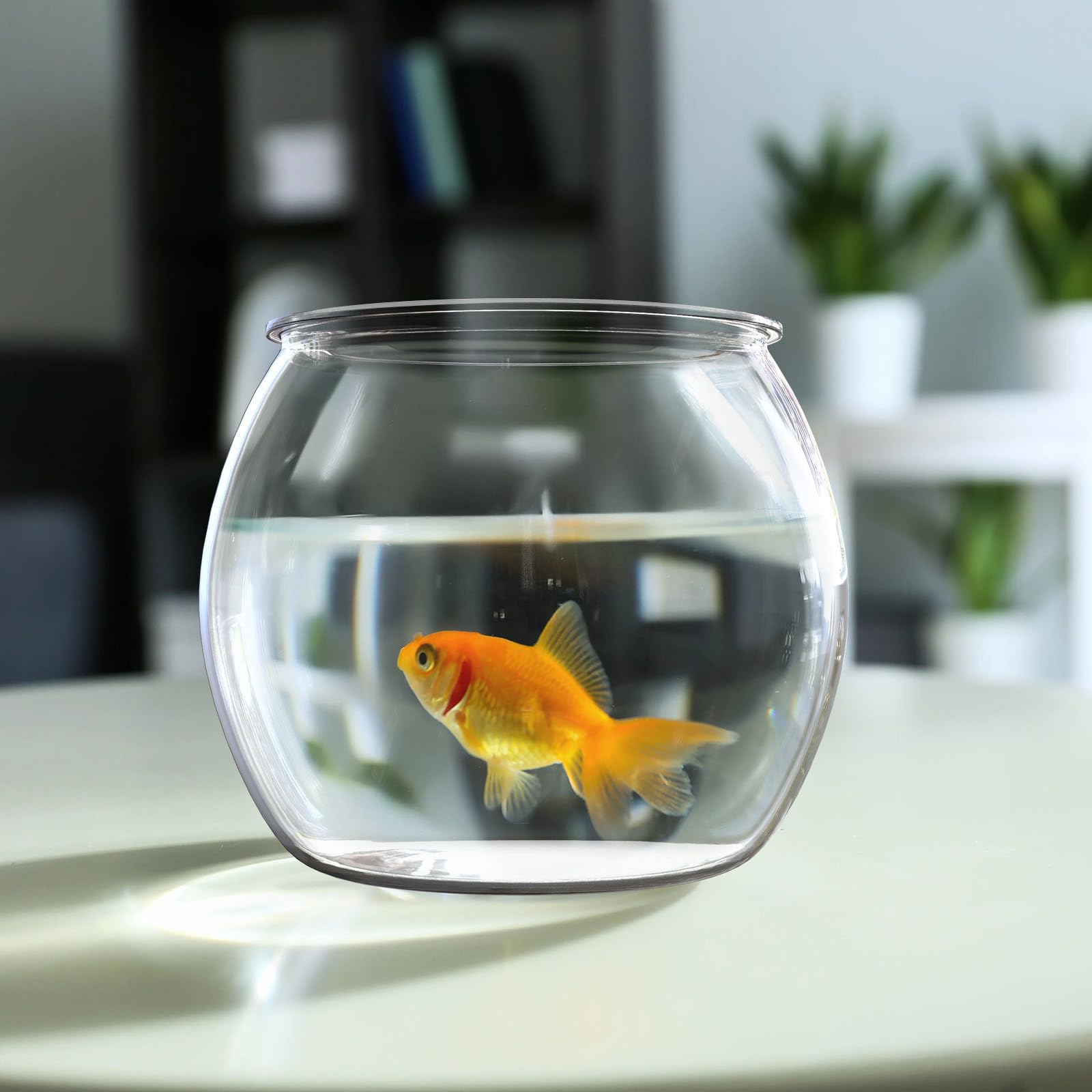 YARNOW Pecera Redonda de Pet Transparente, Resistente a Caídas, Multifuncional para Peces Betta y Reptiles, Adecuado para Escritorio en Tiendas o Centros Comerciales