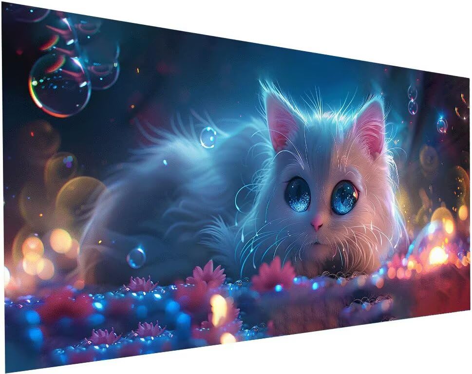 Peinture diamant chat 5D grand format pour sublimer la décoration murale du salon avec art DIY S-170