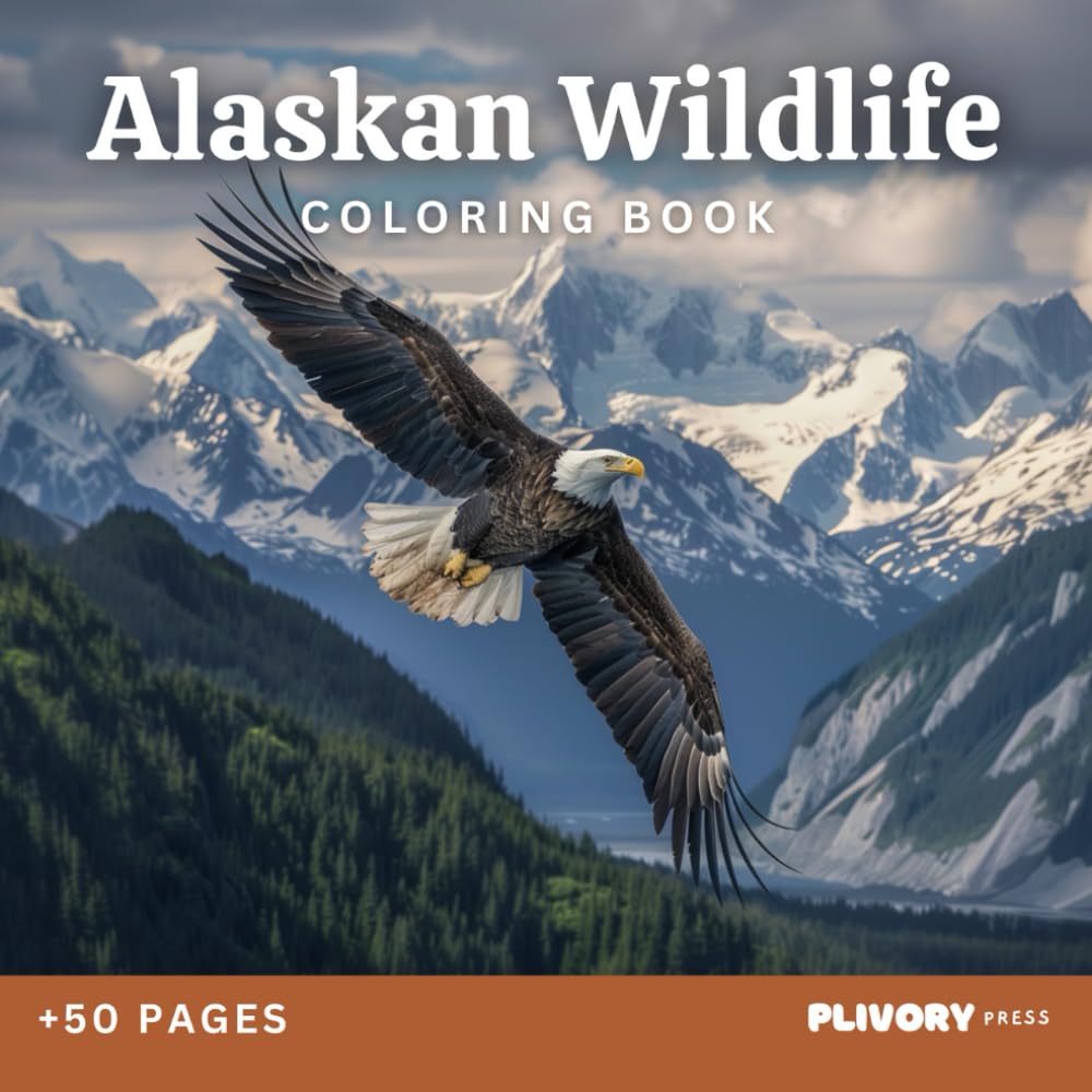 Alaskan Wildlife Adult Coloring Book: Coloring Book featuring Bears, Wolves, Sea Lions, Whales and More