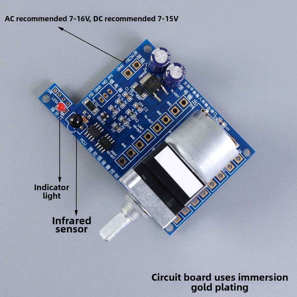 FACAIIO Panneau de contrôle du volume en ABS avec télécommande, module de potentiomètre préamplificateur compatible avec les systèmes audio DIY (100 K)