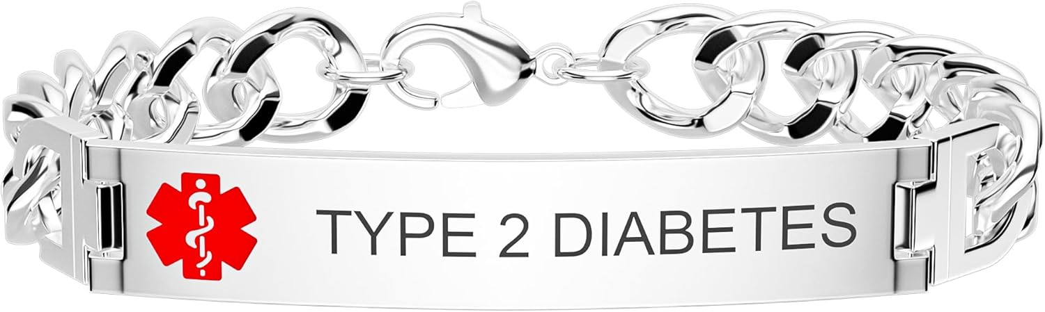 Medical Alert Bracelet for Women Men, Medical Alert ID Stainless Steel Bracelets for Diabetic 1/2 D.N.R Pacemaker Epilepsy