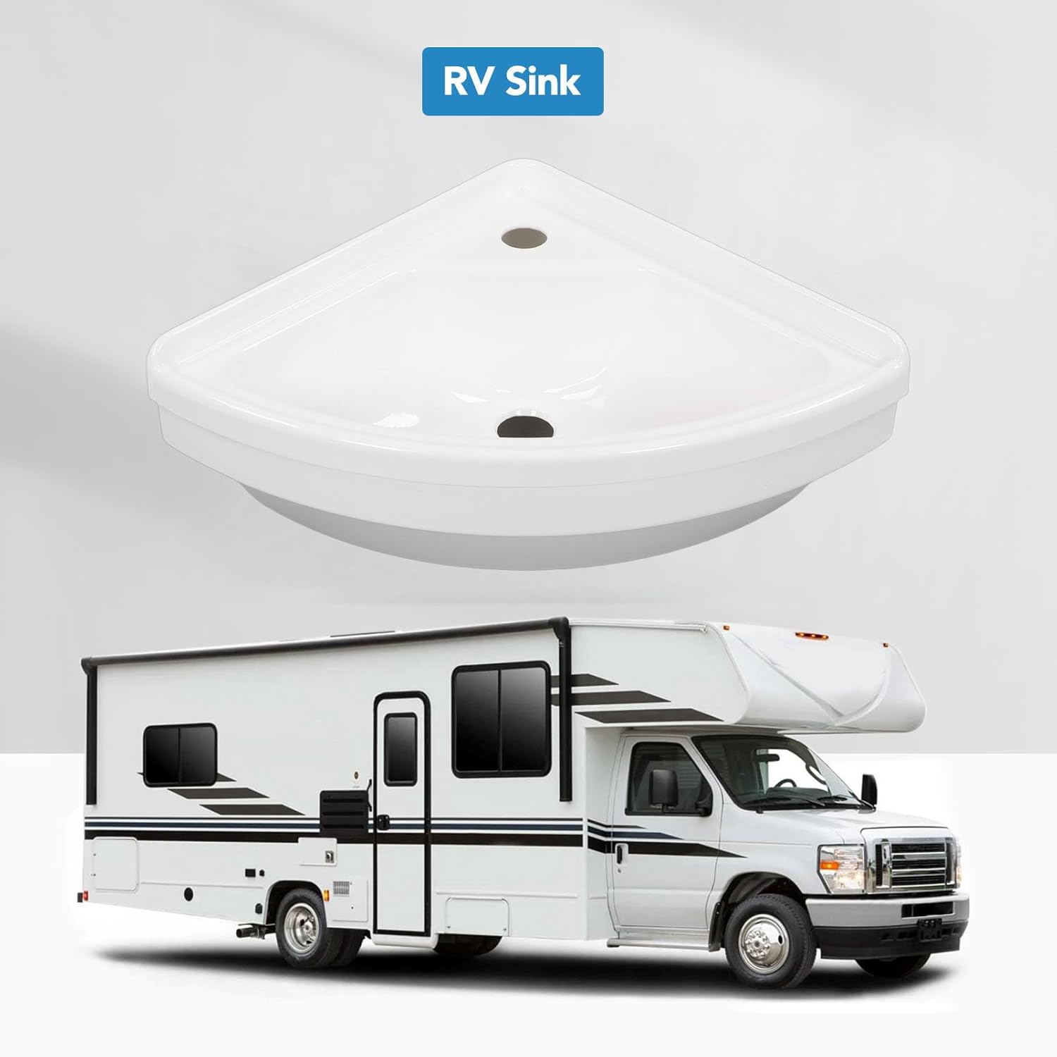 RV Lavatory Sink, Acrylic Bathroom Vanity Basin for Motorhomes, Yachts, Boats, and Kitchens, Wall Mounted Single Bowl Sink for Washing Dishes and Utensils, 15 x 15 x 7.09in