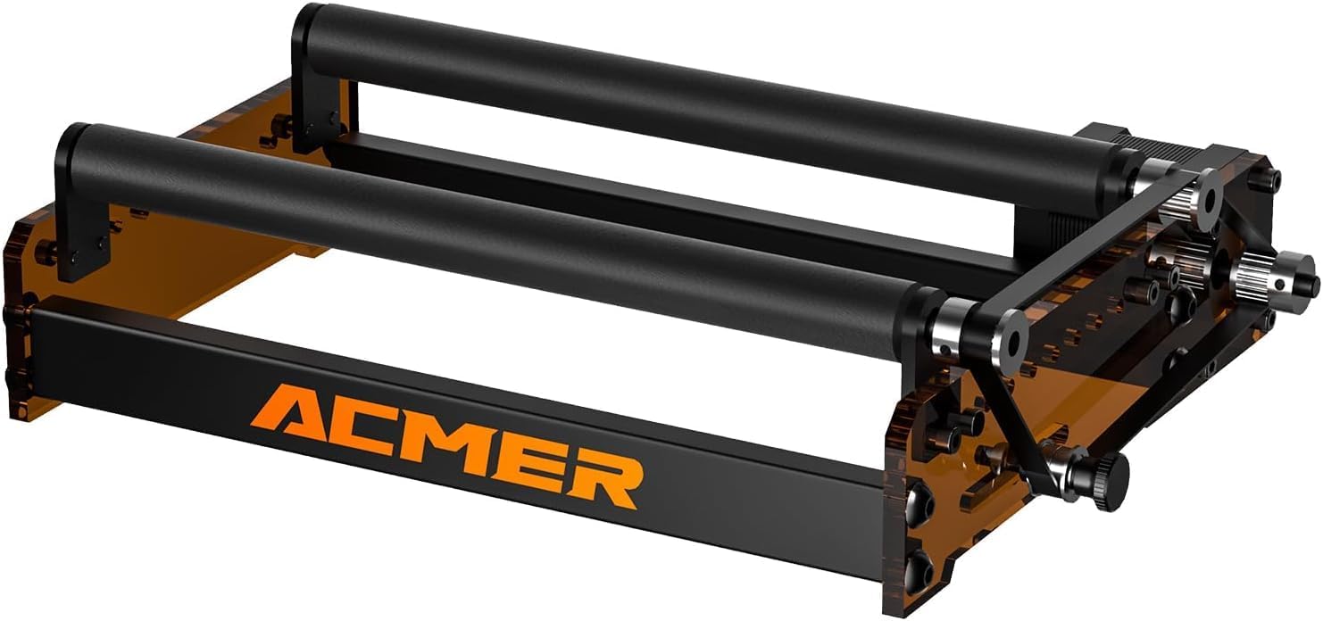 ACMER M3 Laser Rotary Roller, Laser Engraver Y-axis Rotary 360° Roller with 6-164mm Engraving Space for Engraving Cylindrical Objects, Ring, Suitable for ACMER P2, P1 and Most Laser Engrave