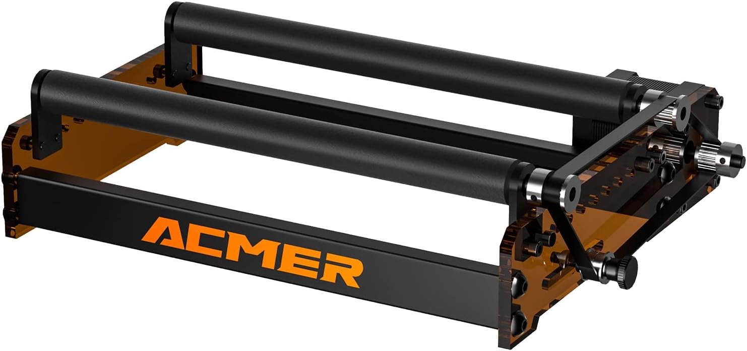 ACMER M3 Laser Rotary Roller, 360° Y-Axis Rotary Module for Tumblers, Cups, Bottles & Other Cylindrical Objects, Adjustable 6–164 mm Diameter, Compatible with ACMER K1, S2, P1 & Most Laser Engravers
