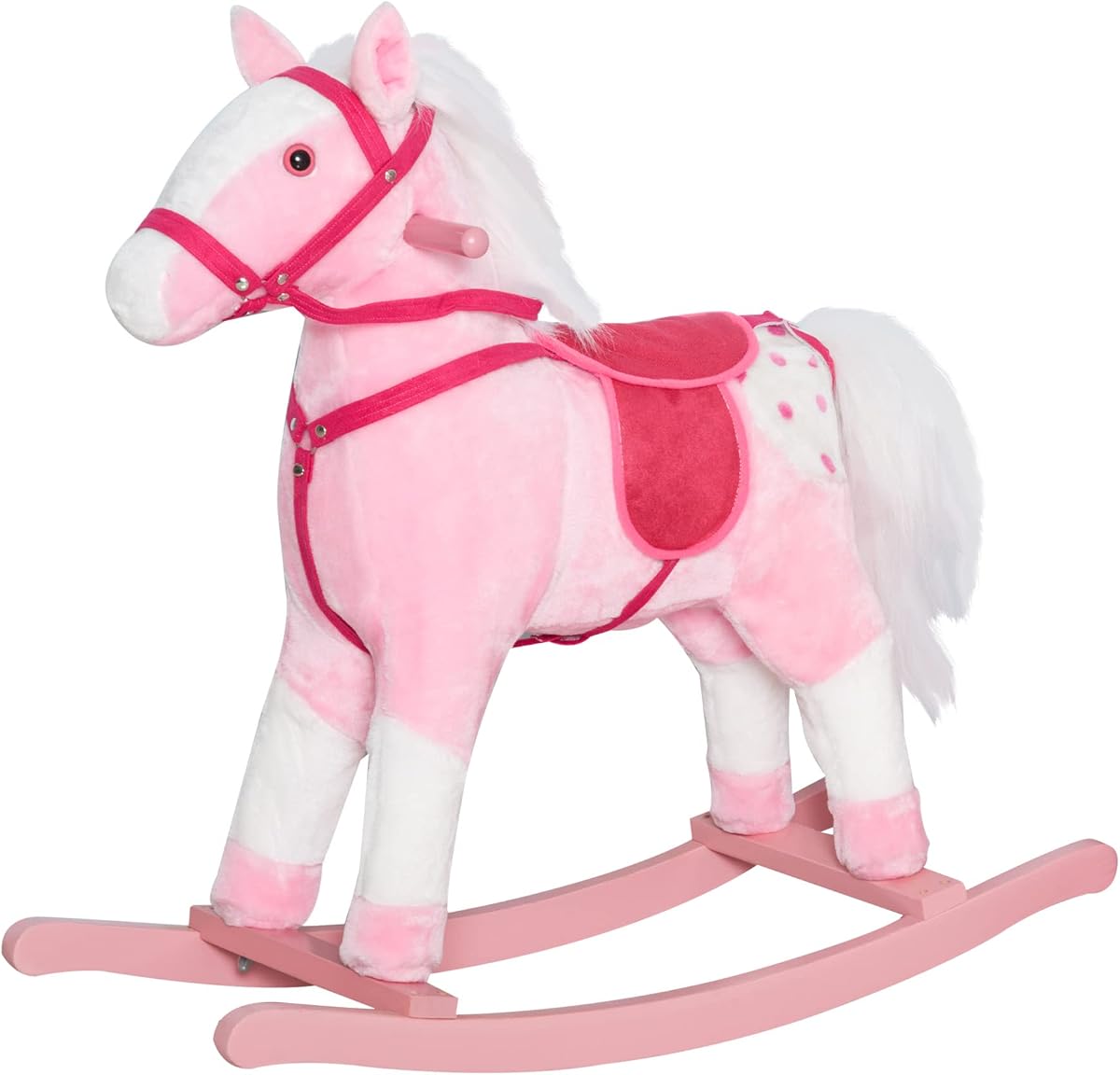 Qaba Caballito de Peluche para niños con Sonidos Realistas, Rosa | Mecedora para niños pequeños, para niños y niñas, regalos