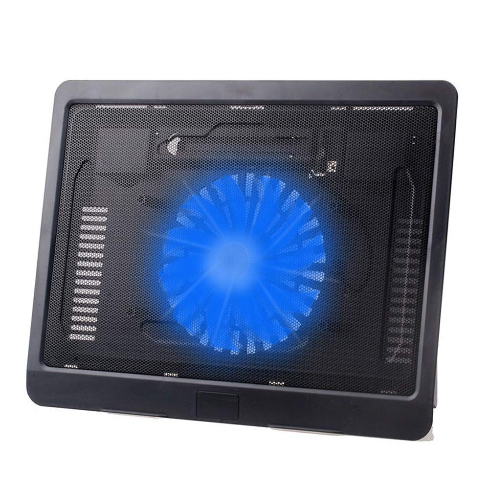 Laptop Cooler Cooling Pad, Portable Slim Quiet USB Powered Laptop Notebook Cooler Cooling Pad Stand Chill Mat with 1 Blue LED Fans, Fits 10-14Inches