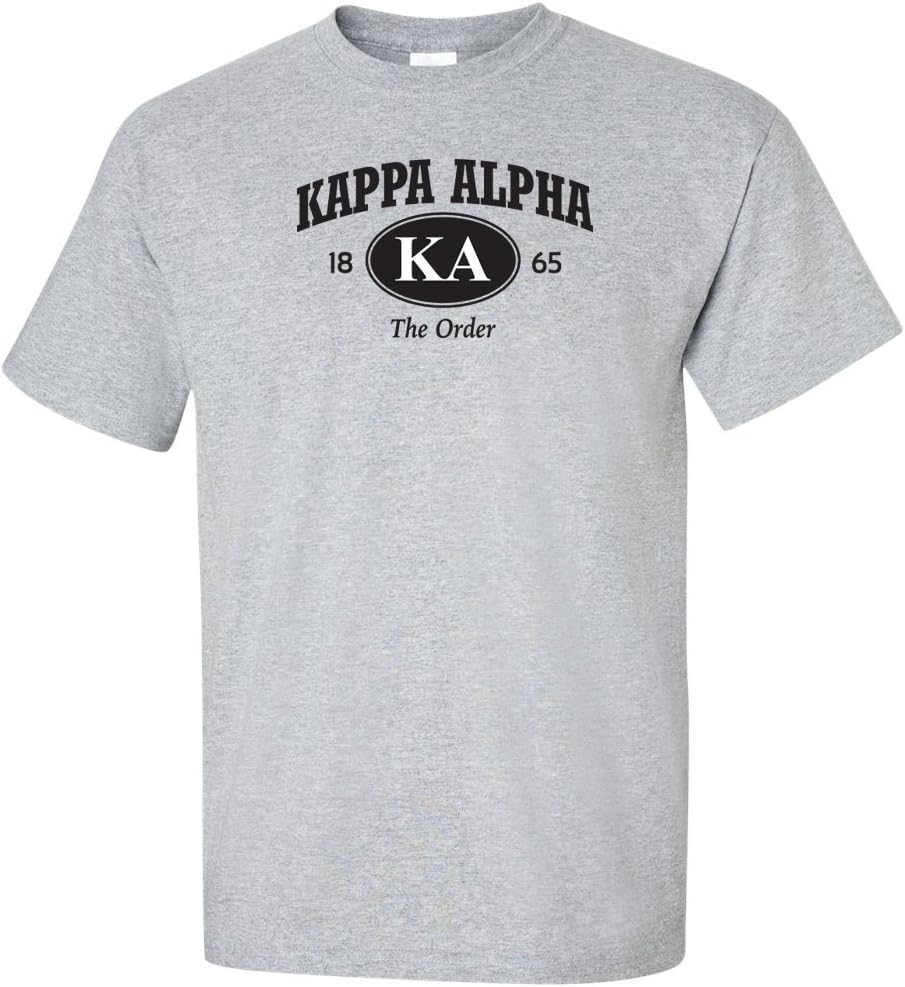 Kappa Alpha Order Short Sleeve Tshirt- Greek Letter Oval Sports Gray Shirt