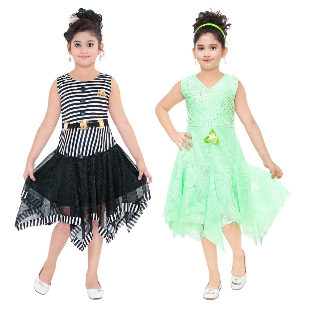 Bachcha Girls Kids Solid Silk Casual Sleeveless Frocks Dresses