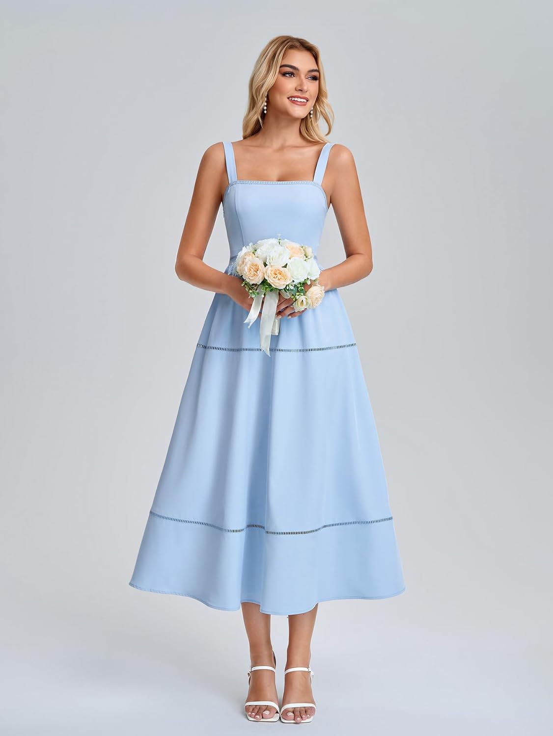 KUTUMAI Floral Corset Midi Dress Flowy Summer Tea Party Wedding Guest Dresses for Women 2026 - Image 2