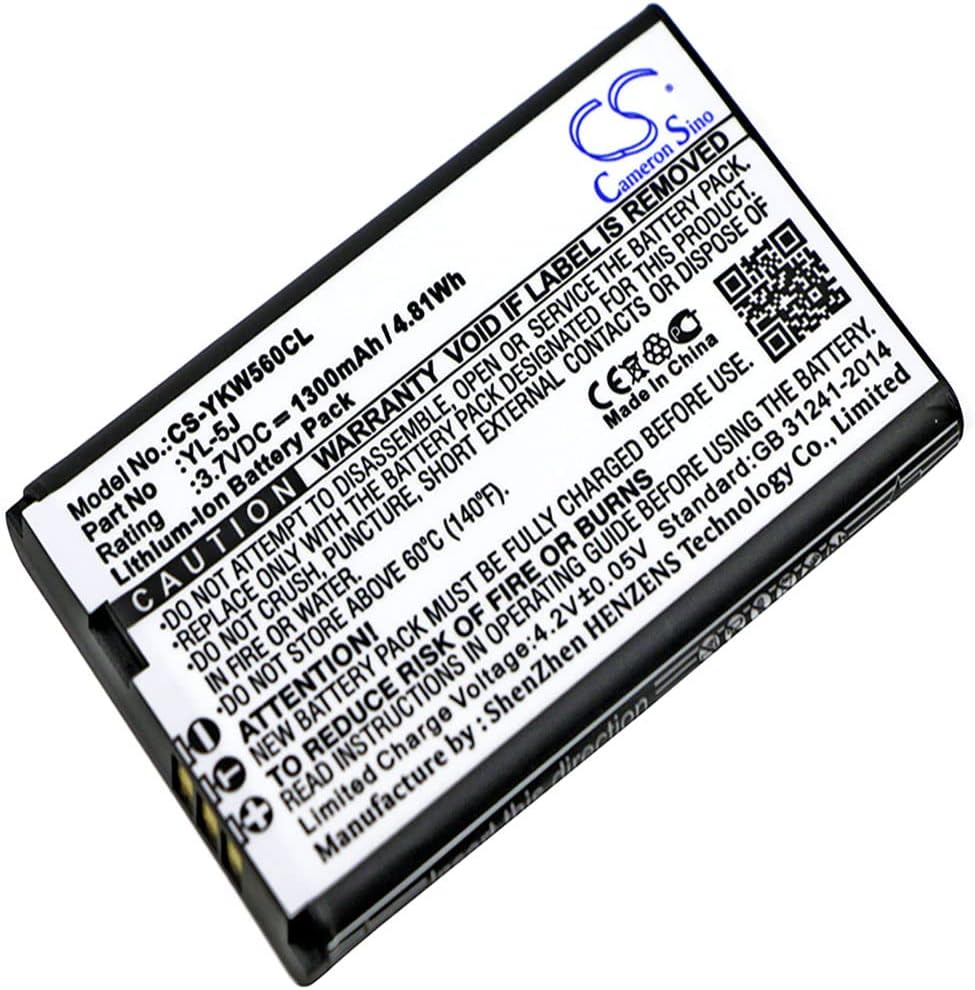 Cameron Sino NEW 1300mAh Replacement Battery Fit for Yealink One Talk IP DECT, W56H, W56h/p, W56P, W60P W56-BATT, YL-5J