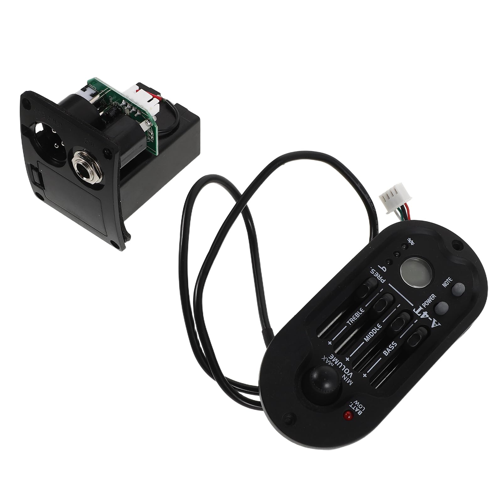 Homoyoyo Préampli Eq 4 Bandes pour Guitare Acoustique avec Micro Électro-Acoustique Intégré, Accordeur Électronique LCD, Accessoires pour Guitare sans Batterie, Amplificateur de Tonalité