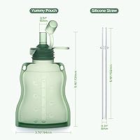Vista 8 de haakaa Yummy Pouch - Bolsa reutilizable para alimentos para bebés, bolsas reutilizables para niños pequeños, bolsa exprimible, congelador lavable