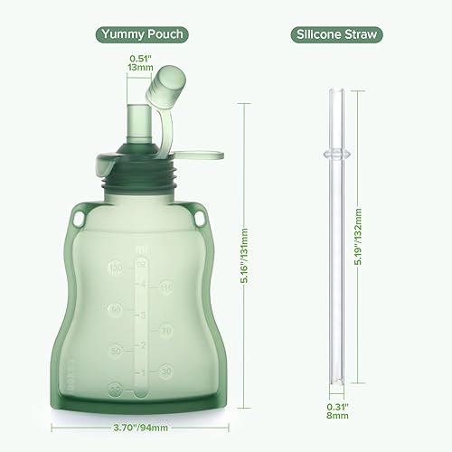 Miniatura 8 de haakaa Yummy Pouch - Bolsa reutilizable para alimentos para bebés, bolsas reutilizables para niños pequeños, bolsa exprimible, congelador lavable,