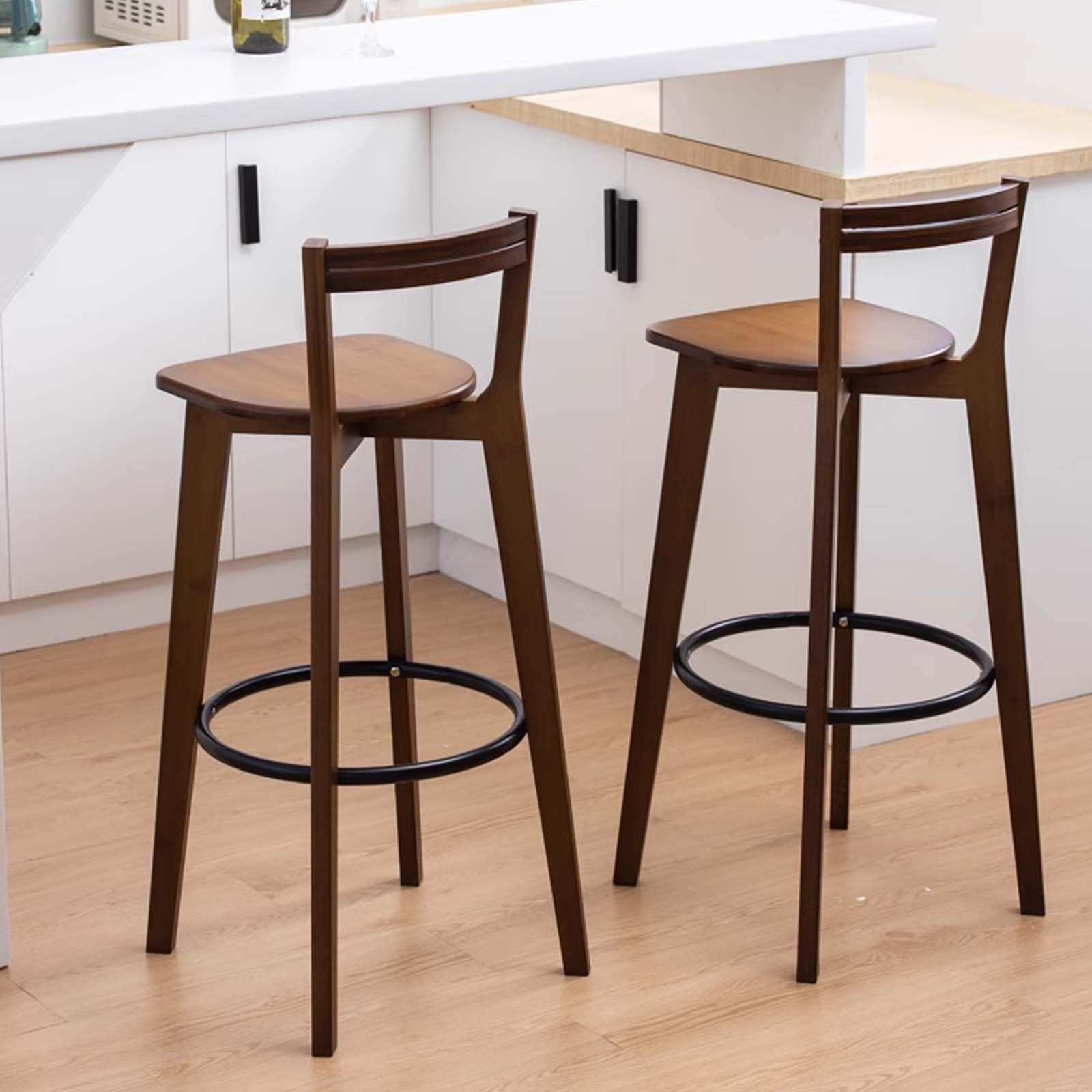 Tabouret de bar en bambou avec dossier au design élégant