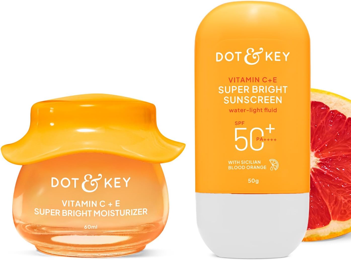 Dot & Key Vitamin C Daily Glow Essentials Skin Care Combo (Vitamin C Sunscreen SPF 50 PA+++ 50gm & Vitamin C Moisturizer 60gm)|For Glowing Skin|For Women & Men, For all skin type