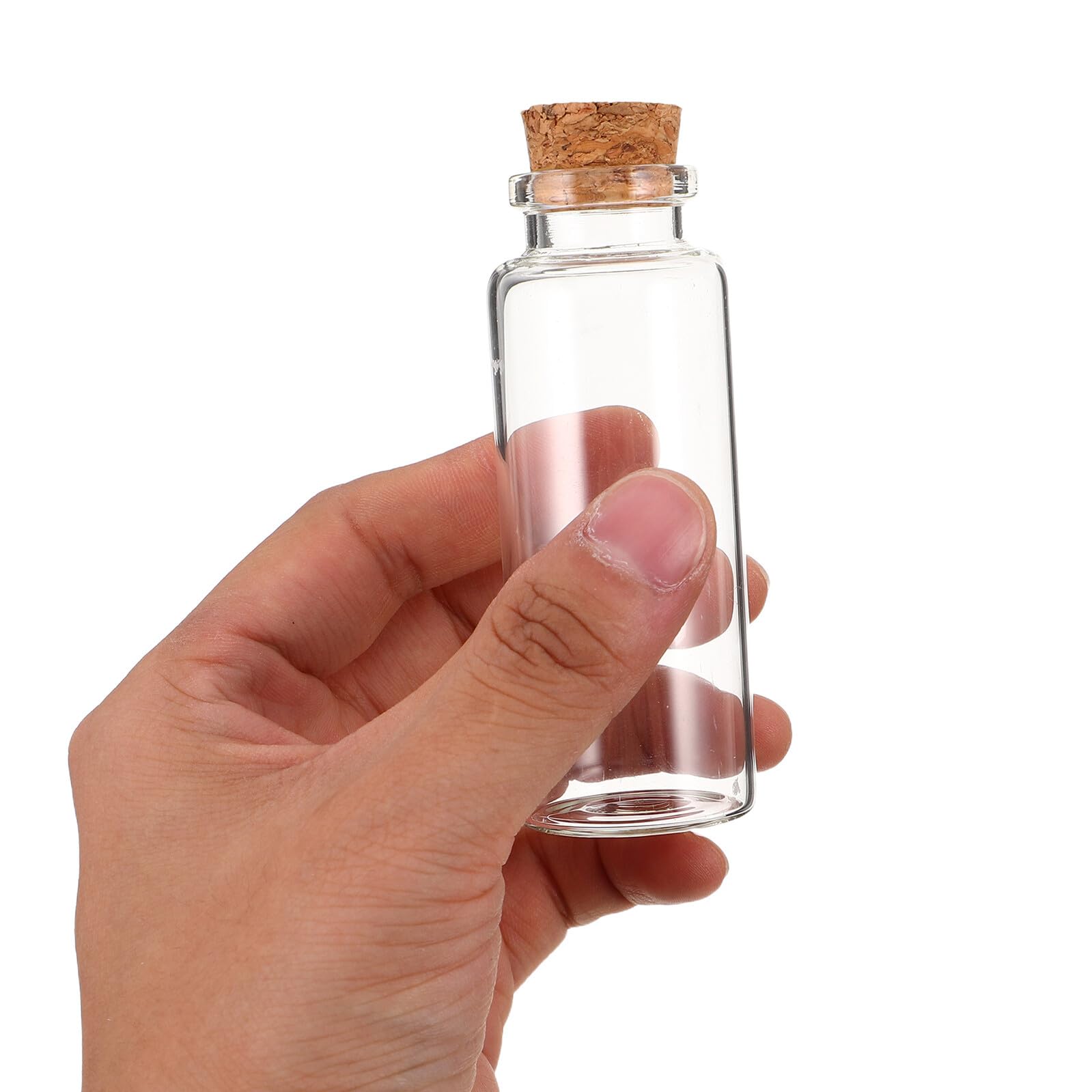 50 Stück Kleine Glasflaschen mit Hals Transparente Dekorative Fläschchen mit Weichem Korkverschluss zum Befüllen für Wunschzettel Bastelideen und Landschaftsdekorationen