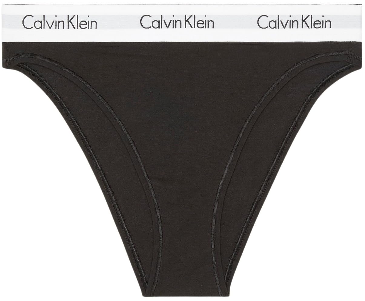 Calvin Klein Women’s High Leg Briefs with Logo Waistband, Black (Black), XS