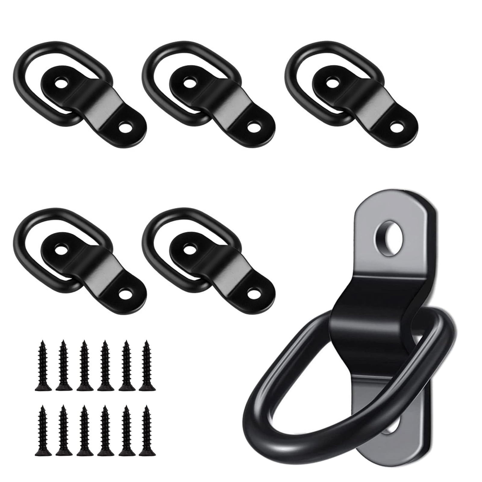 Xinlon 6 Pieces Anchor Rings, D Ring Anchor Metal with Brackets and Screws, Anchor Rings, Van Anchor Ring Supports 400kg for Truck, Trailer, Cargo, Warehouse, Boat
