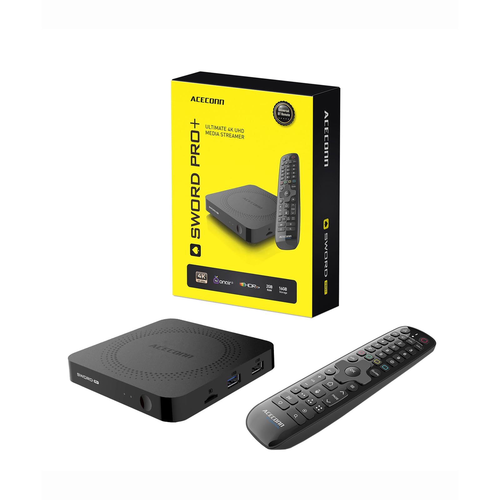 ACECONN SWORD Pro+ TVONAIR3 Android TV Box and Remote Control